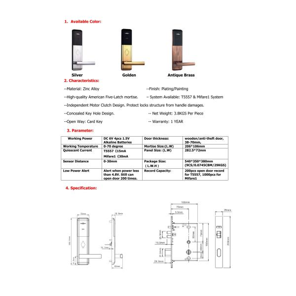 Key Card Door Lock Hotel Key Card Door Lock System