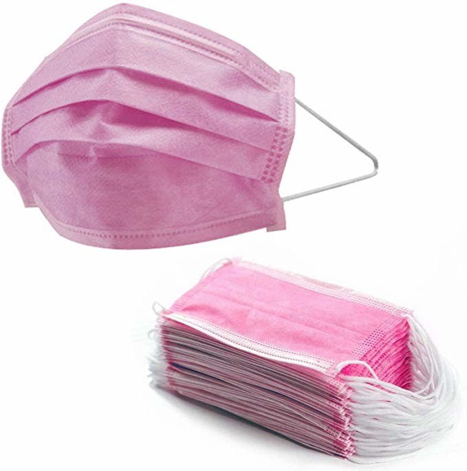 Pink Color Disposable Face Mask Non Woven PP Material Non Irritating Lightweight