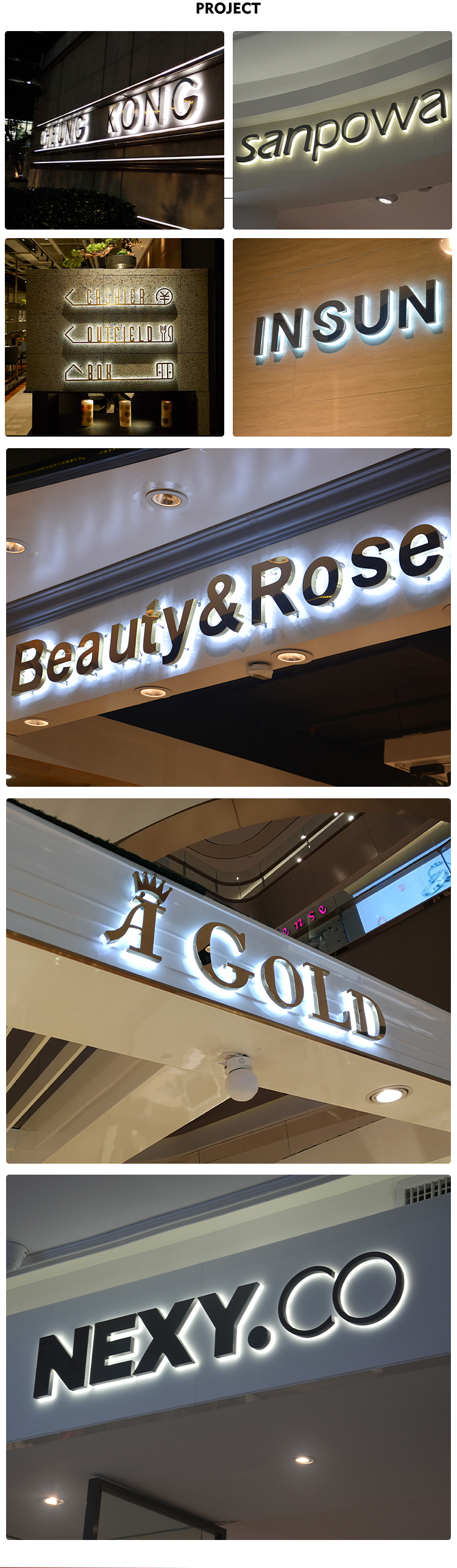 Backlit Letters on the Front of the Door Sign Acrylic Metal Backlit Characters 3D LED Billboard Logo