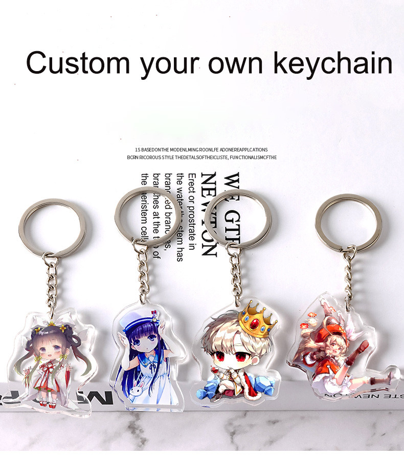 Custom Gift Acrylic Key Chain Lover Couple Family Friend Photo Printed With Key Ring