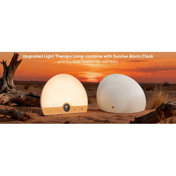 10000 Lux Wake Up Light Therapy Lamp with Sunrise Alarm Clock - 3 Color Temperature & Dimmable Brightness