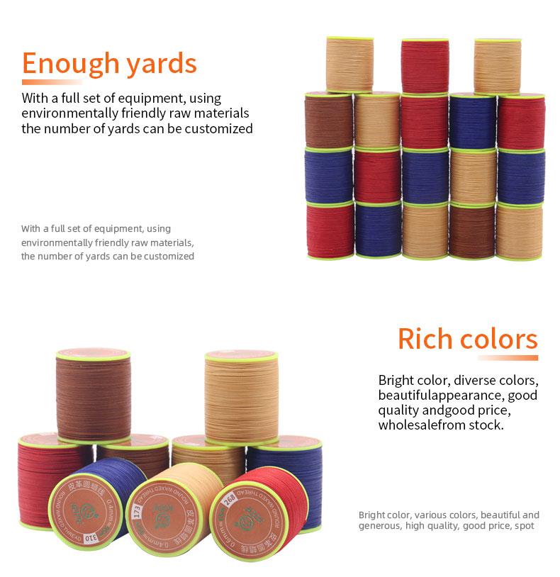 DIY High Strength Multicolor Round Polyester Sewing Leather Wax Bracelet Thread 3 Ply