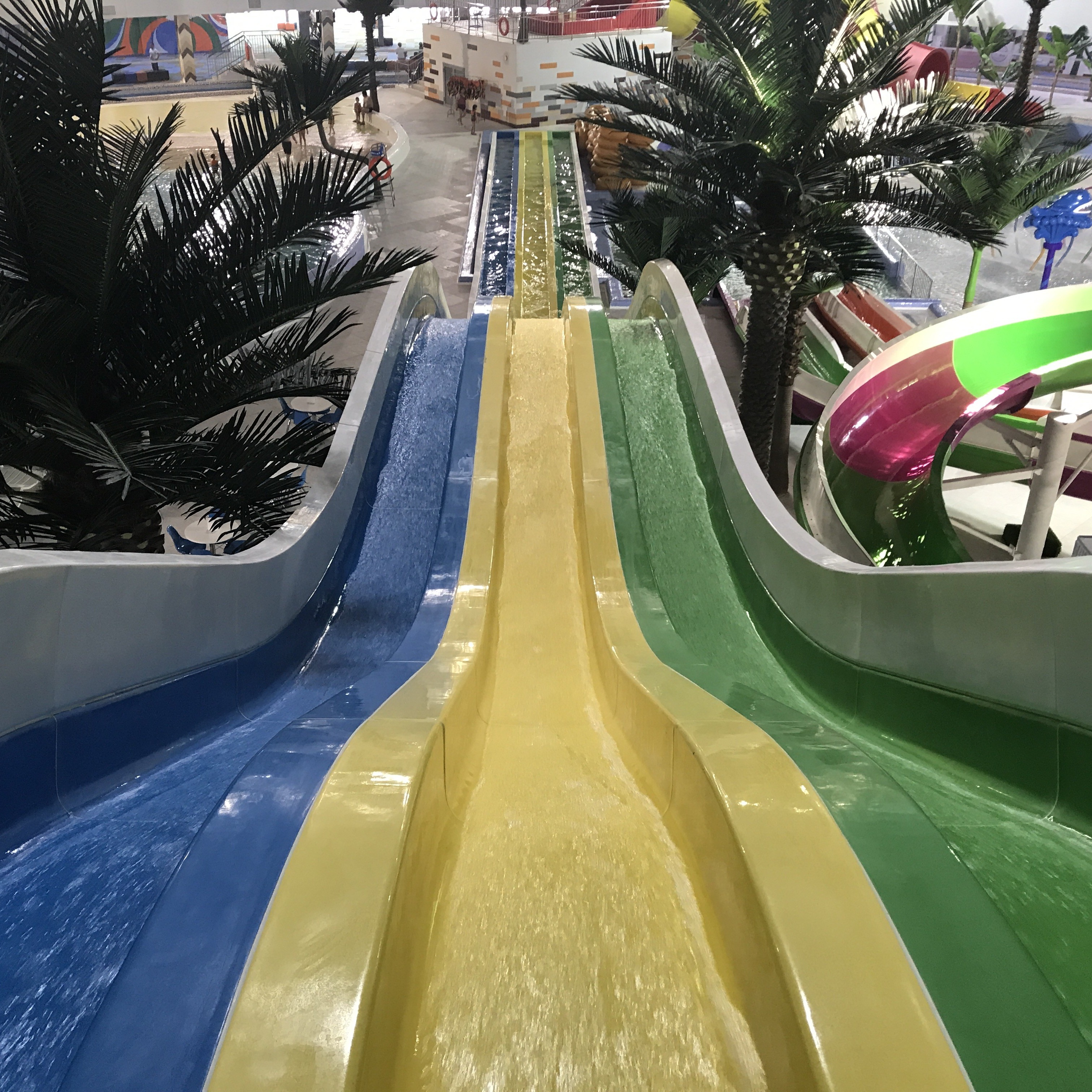 Oragne Outdoor Water Slides Common Aqua Park Facility With Raft Slide