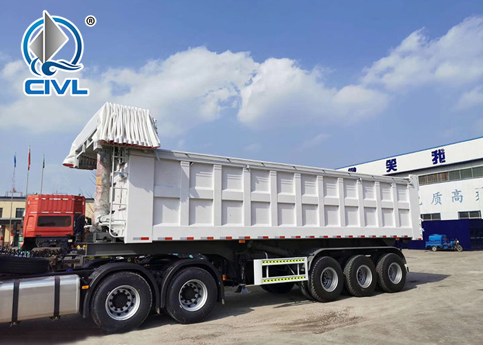 ISO CCC 3 Axles Equipment Tipper Semi Trailer Trucks Dumper Trailer 80T - 100T