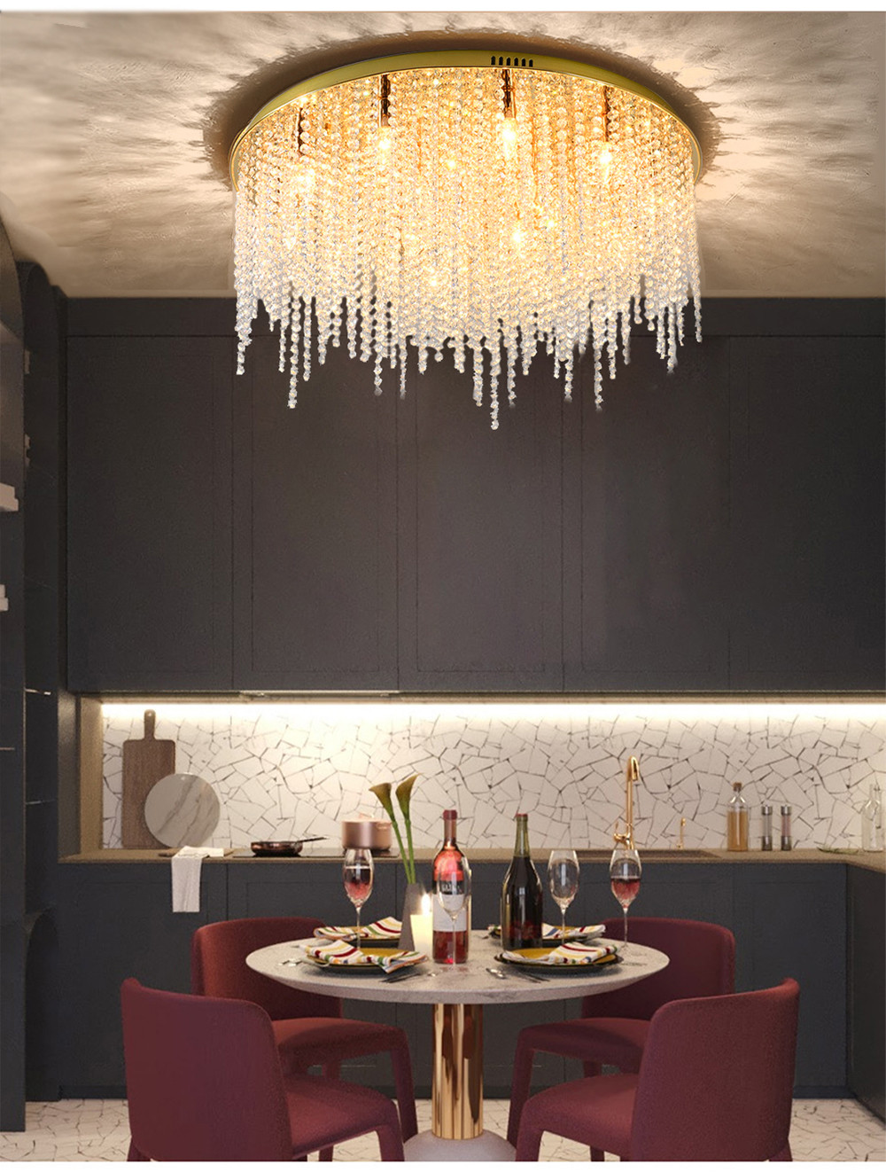 Crystal Chain Ceiling Lights New Lampara Techo for Home Decor guzhen lighting(WH-CA-107)