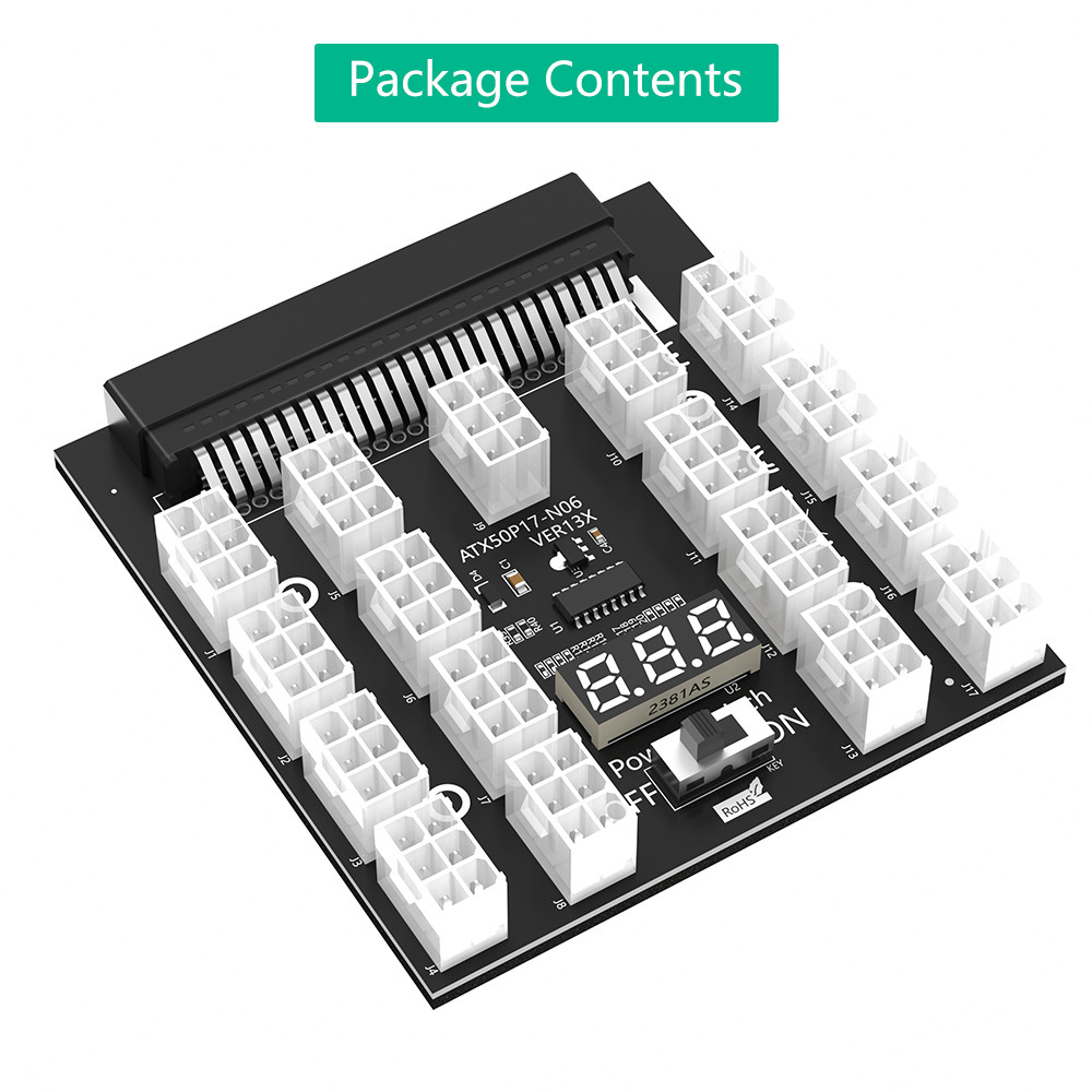 17 ATX PCI-E 6Pin 12V Connector Power Converter Breakout Board for 750W 1100W 1600W 2000W 2400W Daier Server PSU