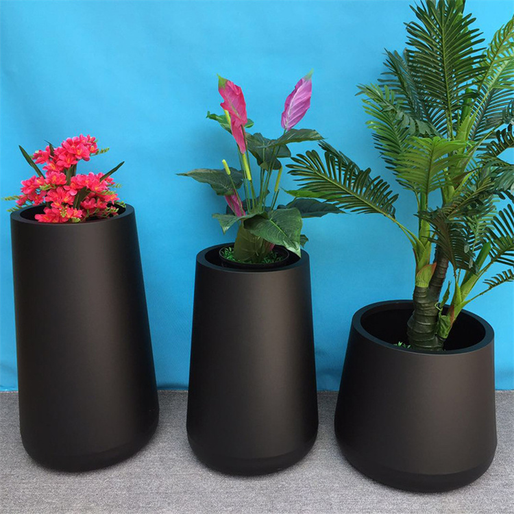 Hot sale decorative round steel flower pots small planter