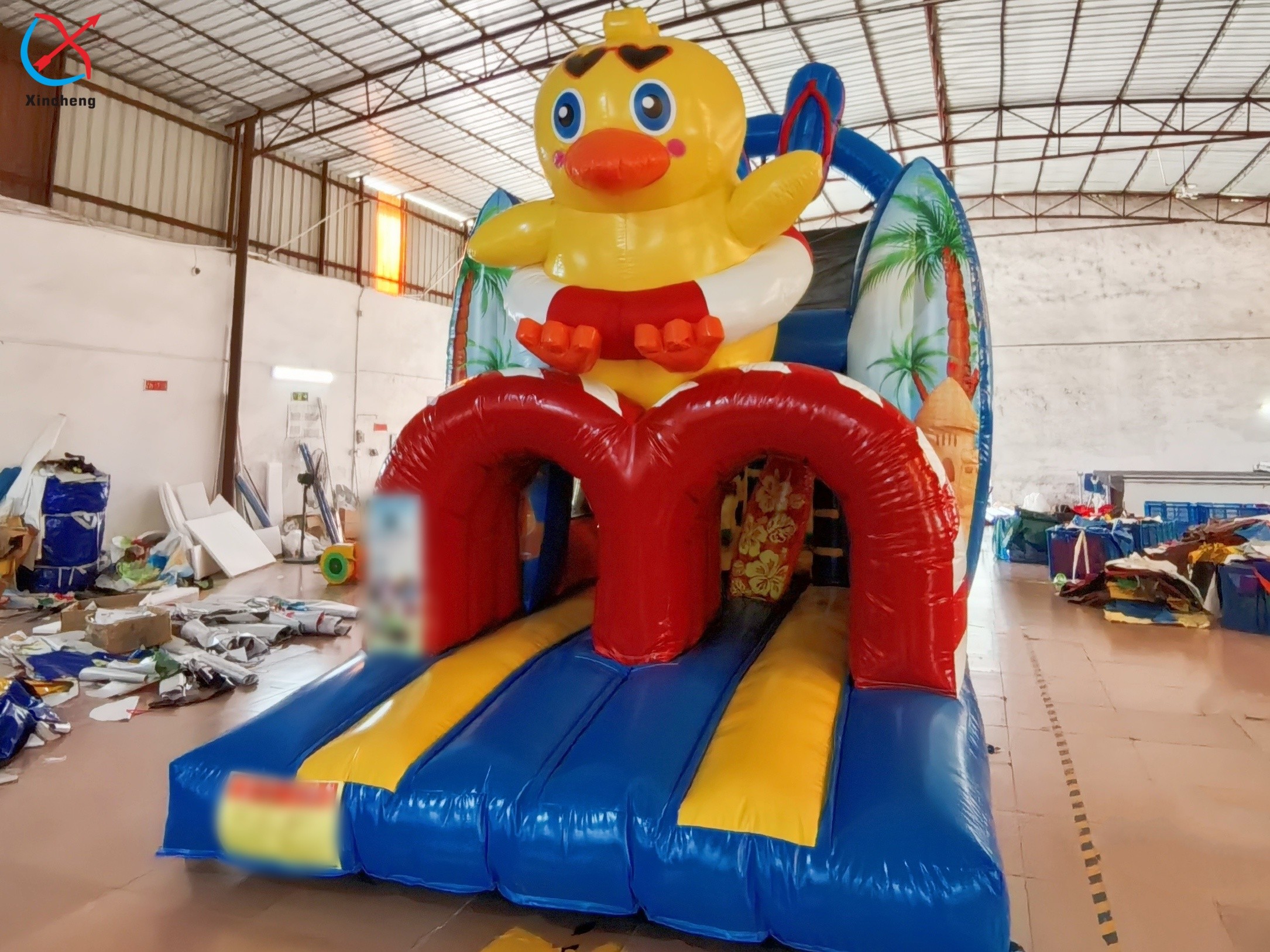 Custom Blue Duck Themed Castle Jungle Bounce House For Kids