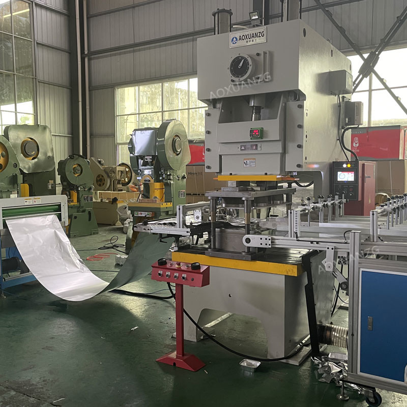 63T Semi Auto Aluminium Foil Container Production Line Pneumatic Punching Machine With Feeder