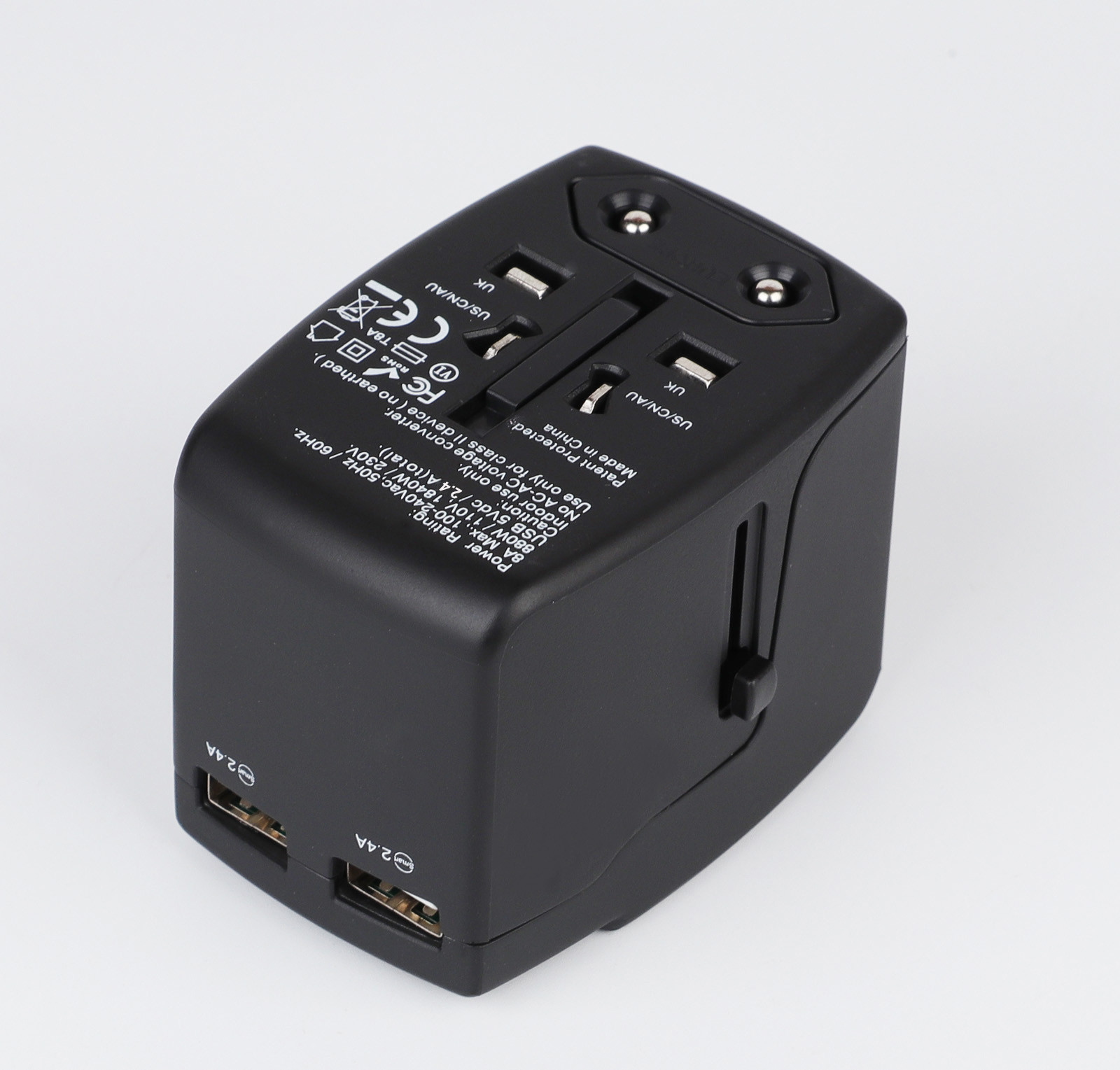 RoHS Certificate Worldwide Travel Adaptor With Twin Usb Charger