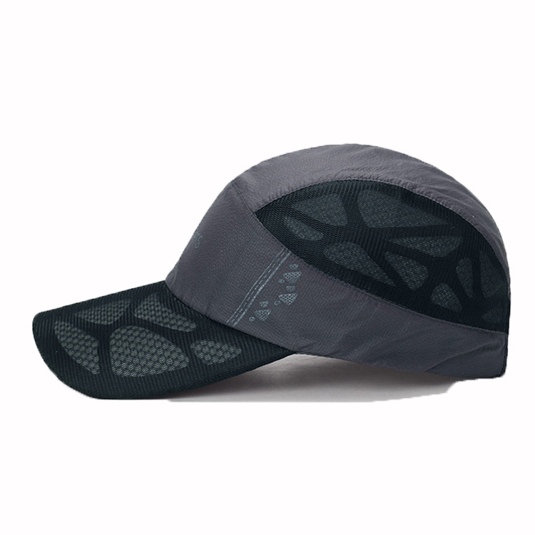 Custom breathable net 5 panel camper hat flare printed dryfit sports cap