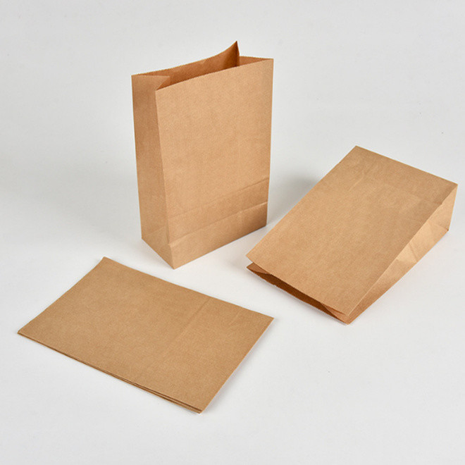 Custom Logo Print Deli Food Packaging Takeaway Bread Carrier Kraft Paper Bags