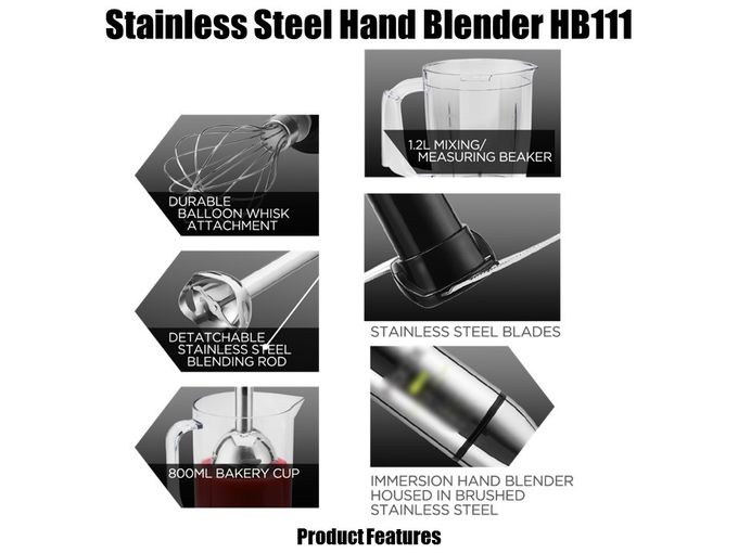 800W Stainless immersion blender With Chooper and Processing Bowl