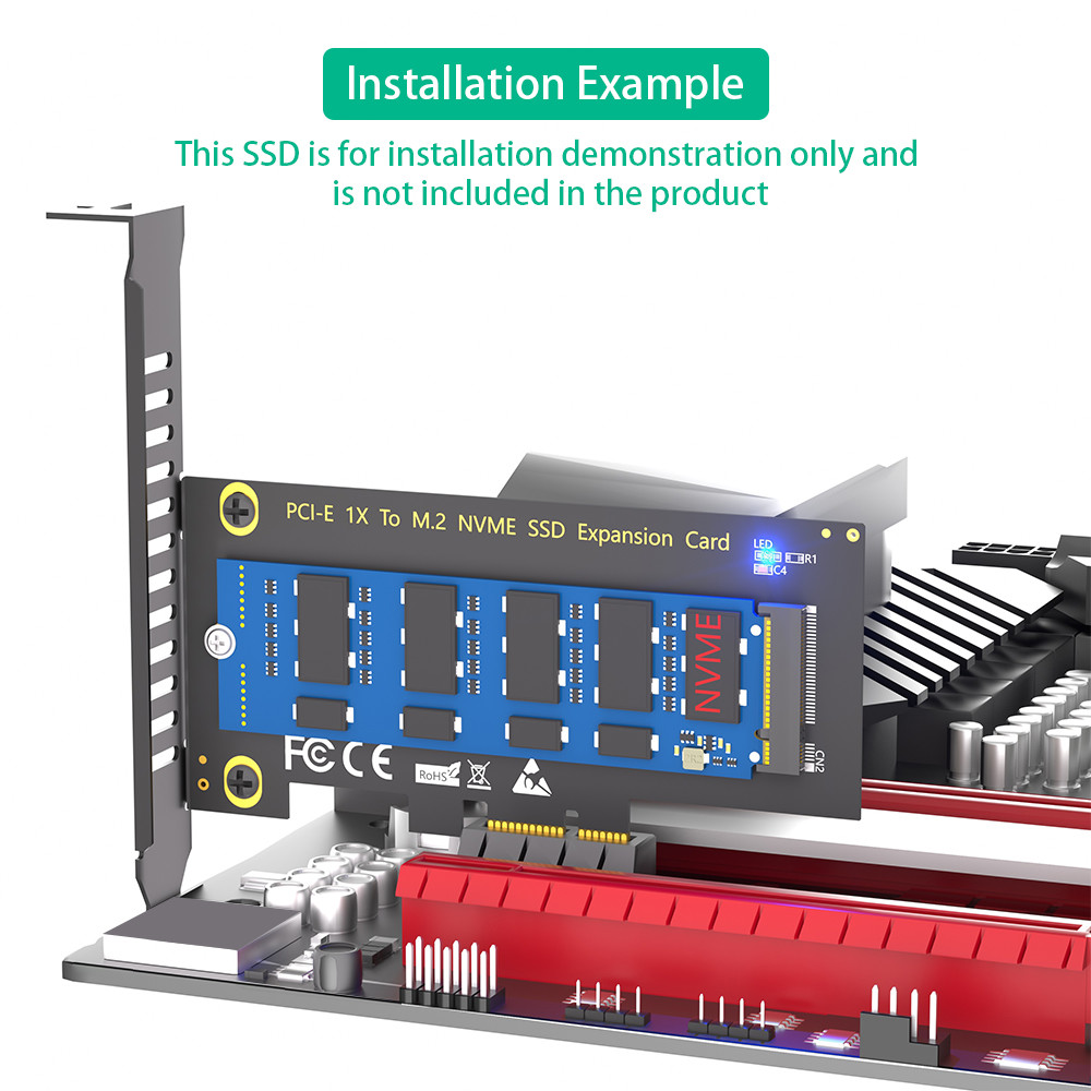 M.2 NVMe SSD NGFF TO PCIE X1 adapter card M Key interface card Support PCI Express 3.0 x1 Support NVMe SSD 2230-2242-2260-2280 Size