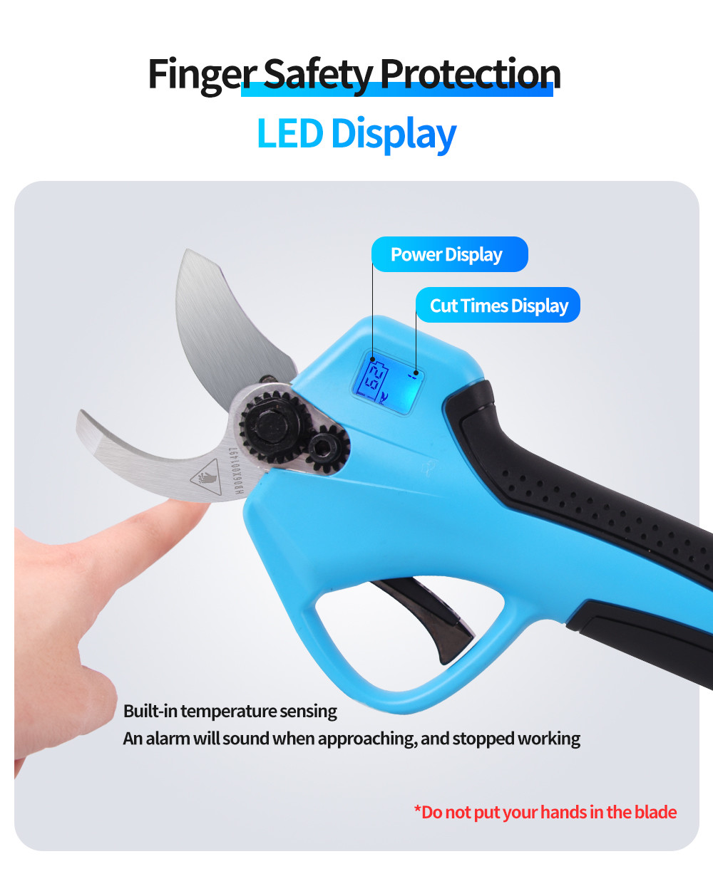 16.8V 32mm New Electric Pruning Shear With LED Screen / Cordless Pruner For Fruit Tree Branches With Hand Protection