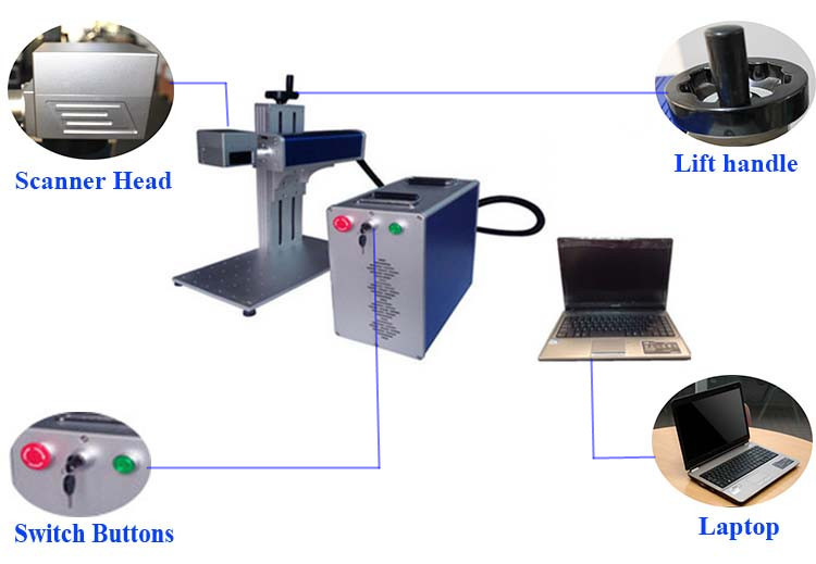Portable Laser Marking Machine For Bangle , Air Cooling Desktop Engraving Machine