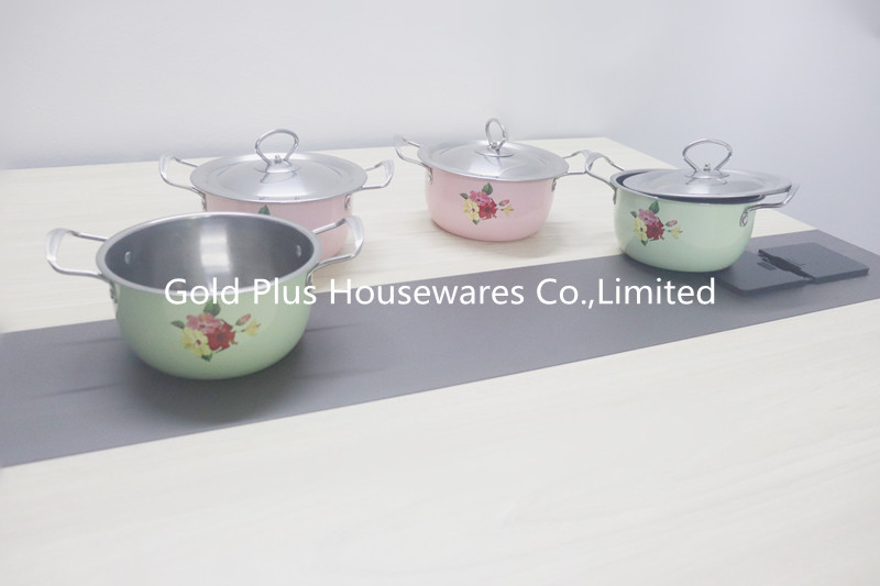 Pink Green 0.5mm Stainless Steel Cooking Pot For Vegetable Meat