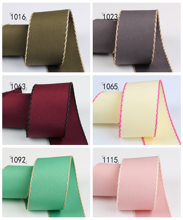 10mm-38mm Stitched Polyester Grosgrain Ribbon ISO9001 Solid Pattern