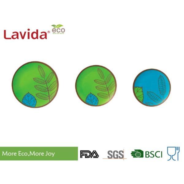 Food Grade Safe Bamboo Tableware Set Contrast Blue And Green Color Smooth Surface