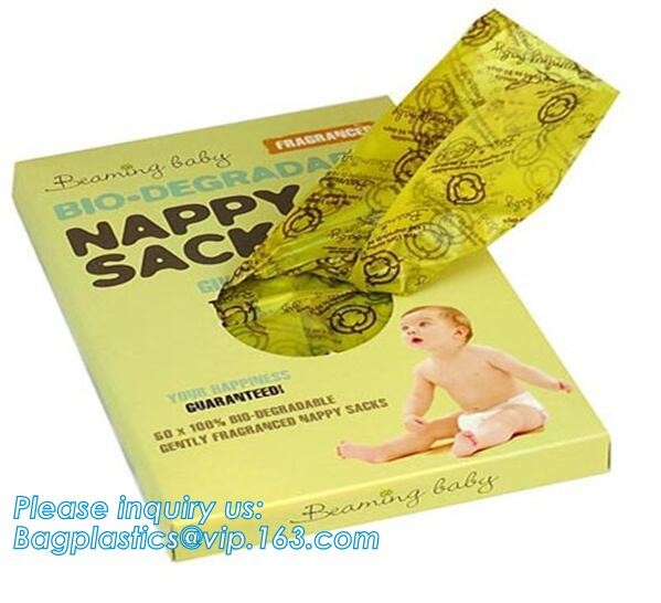 green tie handle scented disposable diaper sacks, Fragrance Box Packed Plastic Nappy Bags Sacks, Nappy Baby Disposable D