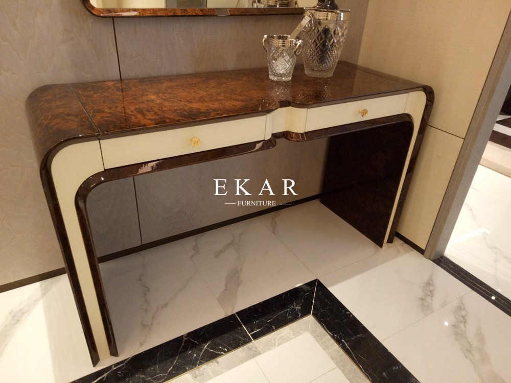 Simple Style Veneer Hallway Elegant European Console Table W006H7