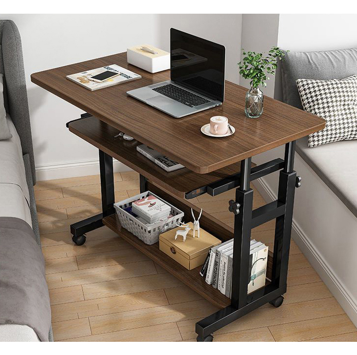 Modern Boss Study Wooden Mobile Computer Desk with Lift Top and Manual Height Adjustment