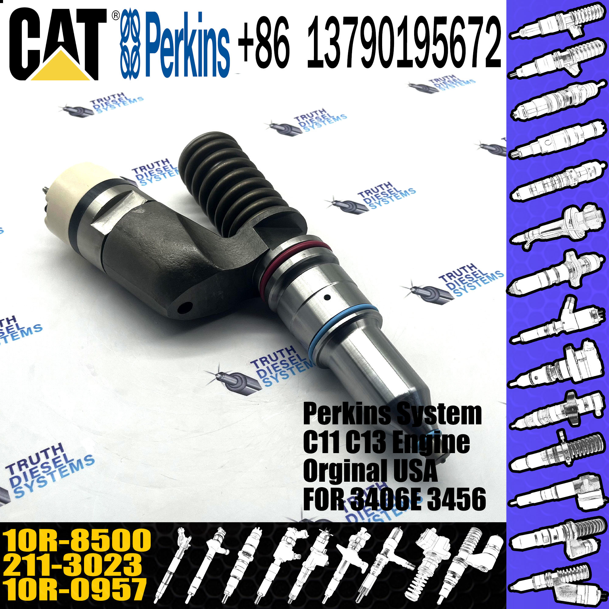 Excavator C15 C16 3406E Engine Spare Parts Fuel Injector 211-3023 10R-0957 10R-8500
