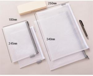 China Mesh Zipper Bag A4 Student Subject Bag Bill Transparent Waterproof Plastic Data Bag Wholesale on sale