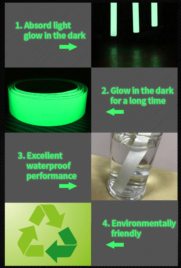 PVC Glow In The Dark Reflective Tape For Home Decorations Self Adhesive Warning Tape
