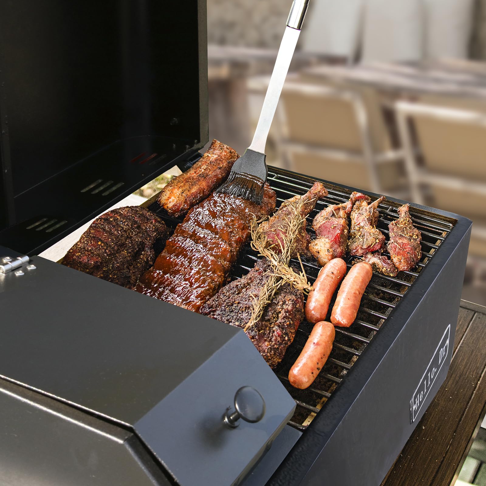 Versatile LED Control Outdoor Barbecue BBQ Electric Wood Pellet Grill Smoker 59*44*34.5