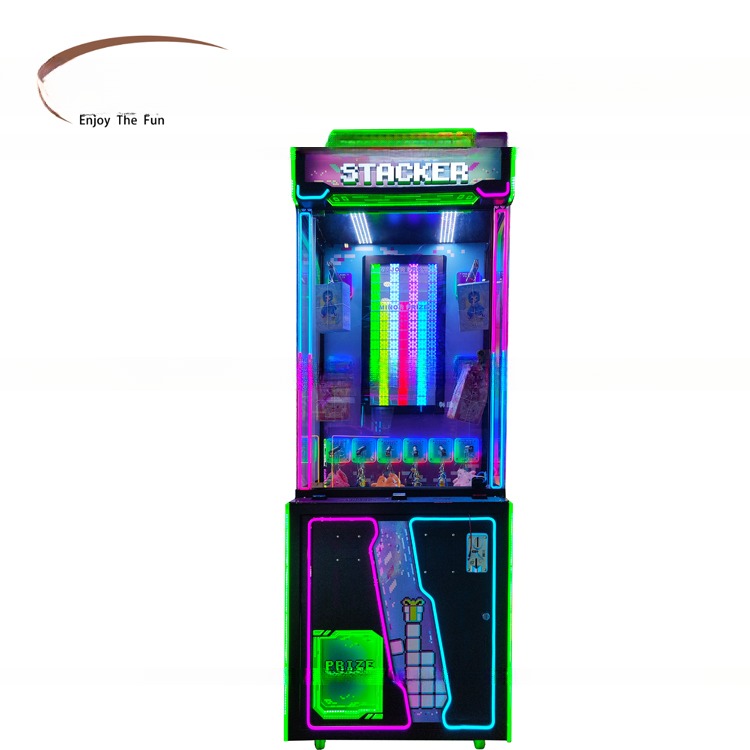 Coin Operated Prize Brick Stacker Game Arcade Machine With All Kinds Of Plugs