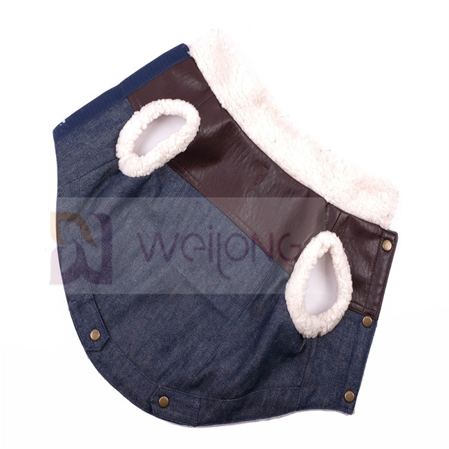 100% Poly Soft Dog Denim Sherpa Jacket Sherpa Lined Dog Jacket