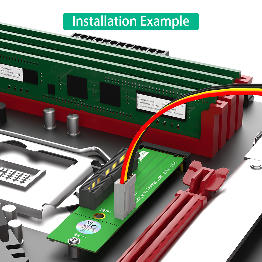 PCI Express PCI-E 4X to NGFF M.2 PCIe Riser Card X4 to M2 Key M Adapter Indicator for Crypto