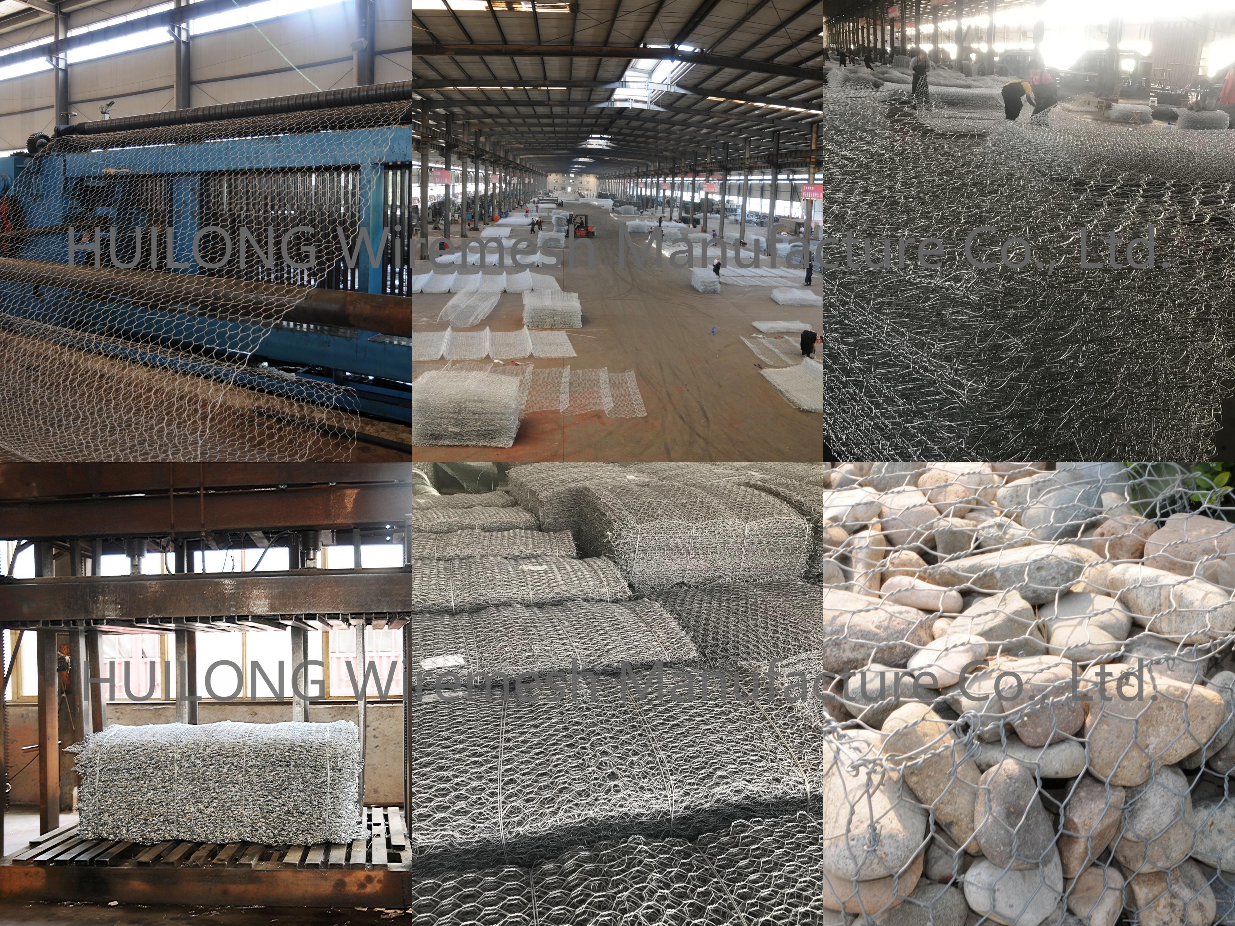 80x100mm Retaining Wall Gabion Basket Hexagonal Weaving Galvanized steel wire