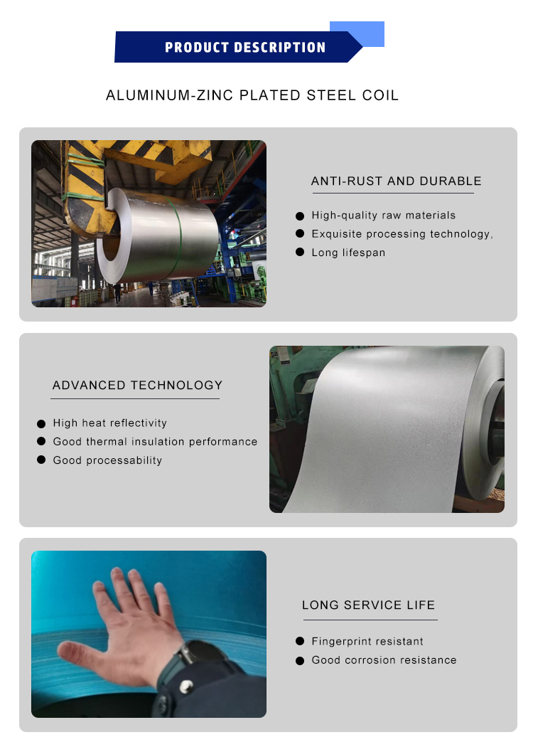 Hot Dip Galvanized Steel Sheet Smooth Surface Processing Service DX51D Z275 AZ150 Galvalume Steel Coil