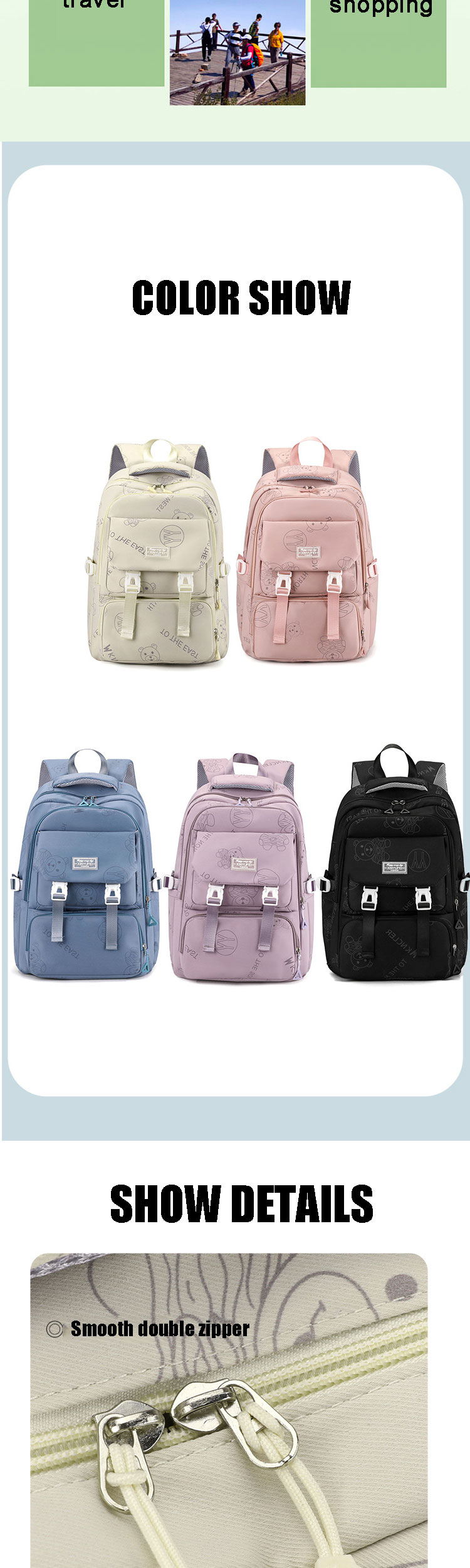 OEM ODM Women Large Capacity Casual Sports Bag Middle School Students Backpack