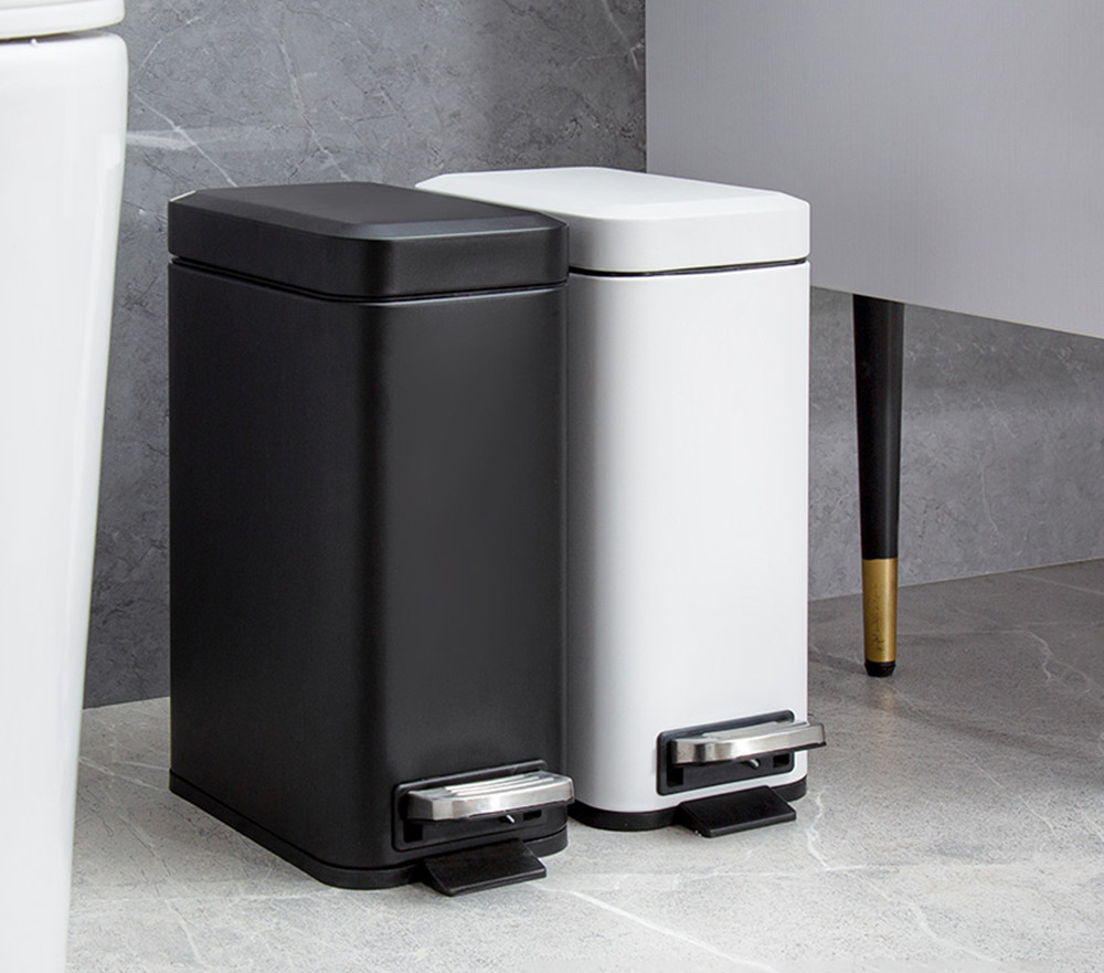 Stainless Steel Foot Pedal Trash Bin 5L Rectangular with Soft Close Lid