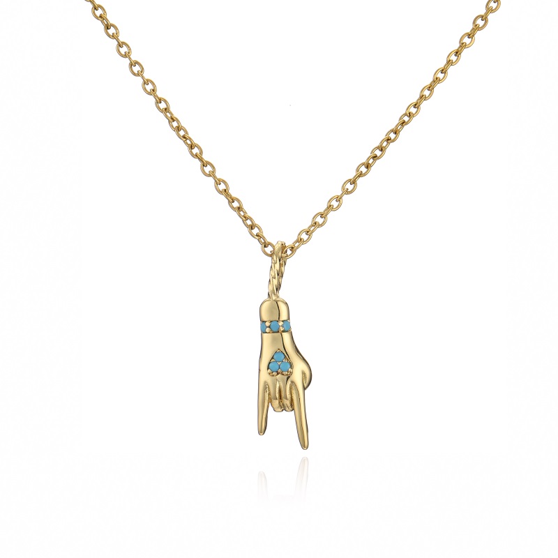 ODM 18k Gold Chain Necklace Handsome Love You Unisex Gold Middle Finger Necklace