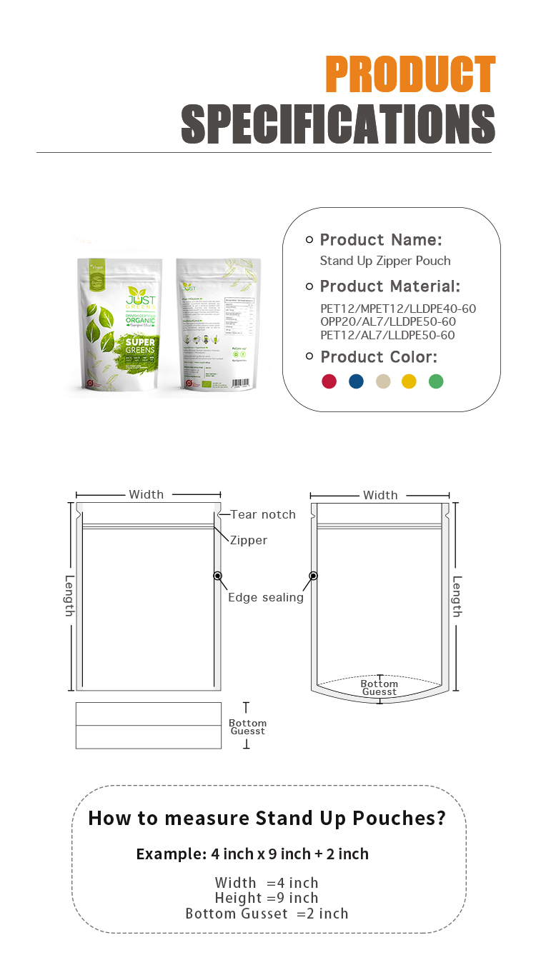 Biodegradable Food Packaging Pouches for Protein Powder Custom