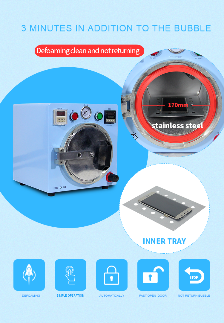 TBK-305 Small OCA Removing Bubble Machine Automatic Small Version Defoaming Tool Kit For Samsung Edge Lcd Repair