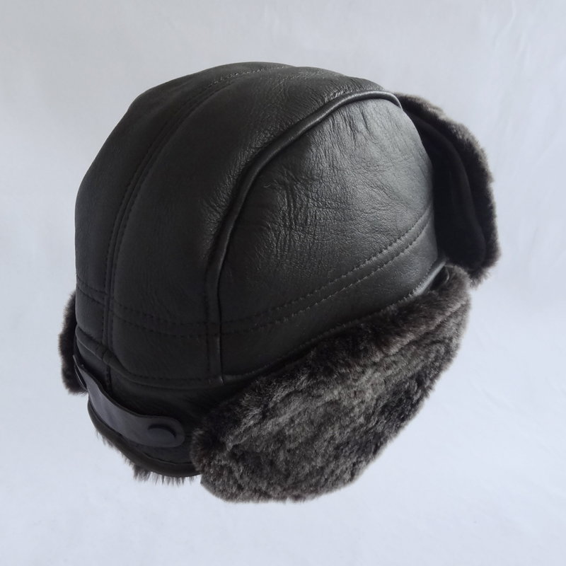 Wholesale new design sheepskin shearling trapper sheepskin winter hat