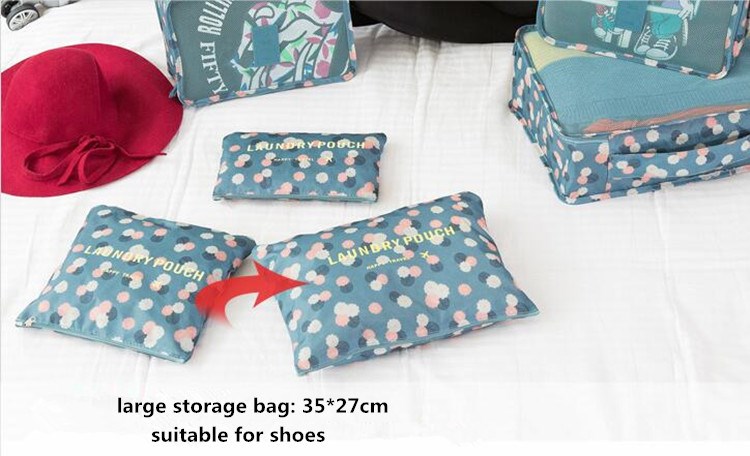 6 Pieces Polyester Travel Laundry Bag For Shoes Clothes