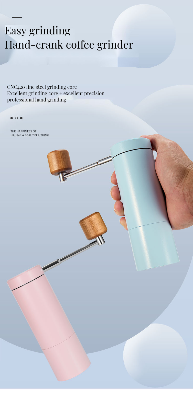 25g Capacity Modern Design Ceramic Burr Coffee Bean Grinder for Houseware Kitchenware