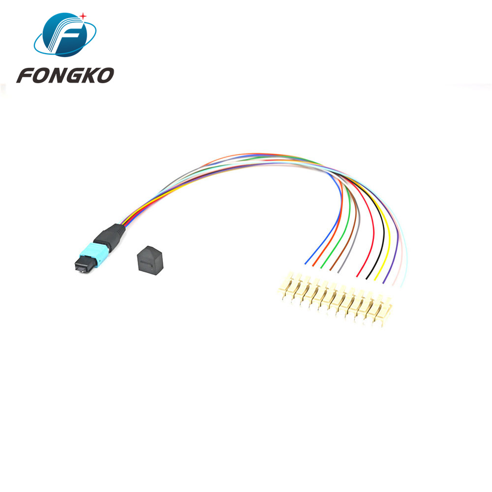12 Fiber MPO LC Fanout Cable OM3 To 0.9mm MM Fiber Optic Patch Cord
