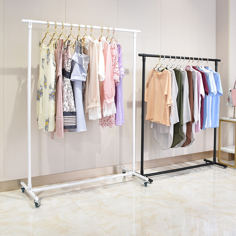 Industrial Single Pole Home Cloth Display Stand Stainless Steel Clothes Rack Easy Assembly