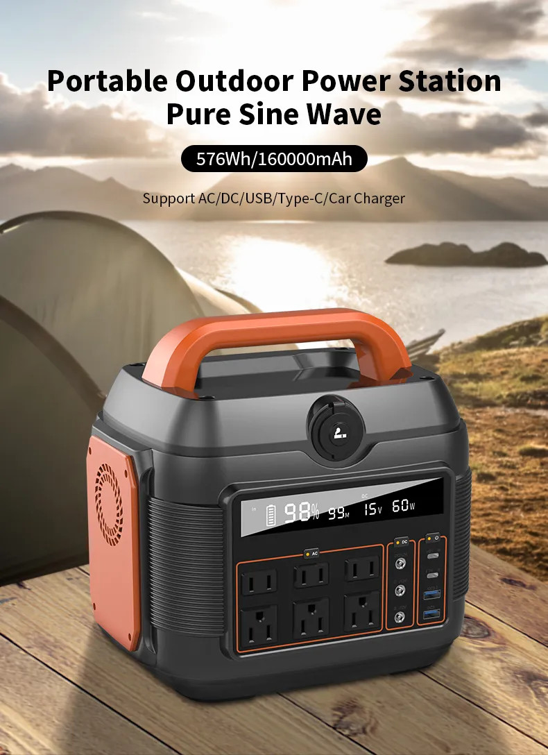 Portable Station Power Bank 600w Lithium Battery With Ac Dc Type C Pd Solar Generator