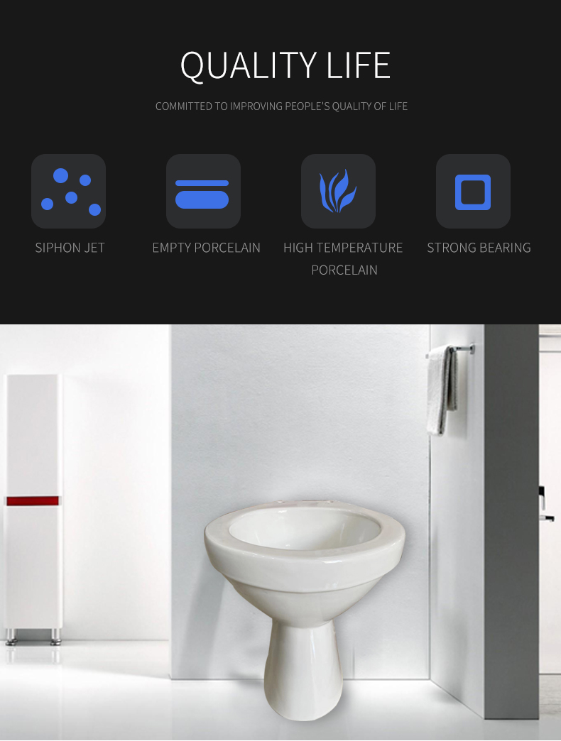 1 Piece Gravity Flush Toilet Left Hand Flush Water Closet 500x375x390mm