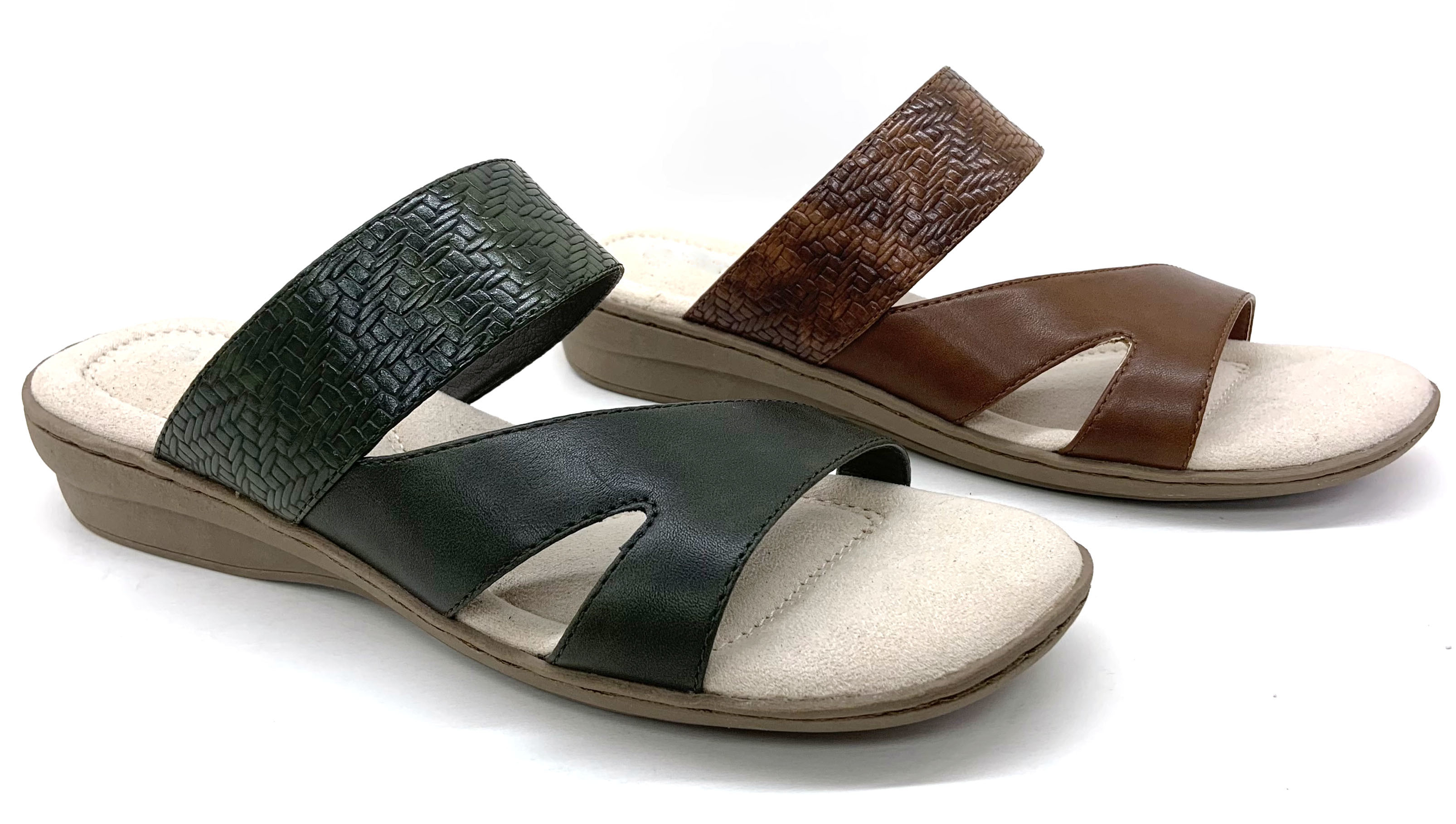Stylish Womens Flat Sandals With Leather Upper Material Rubber Sole