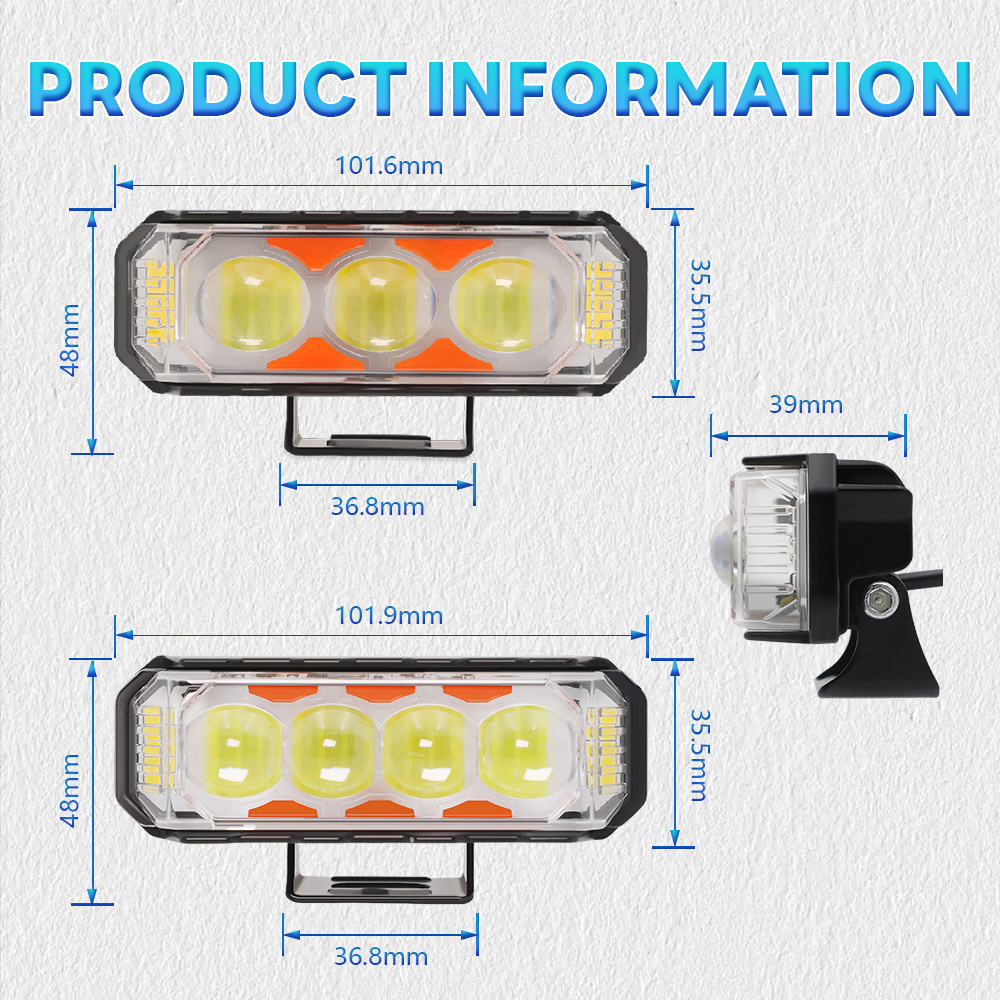 Rectangle Style Yellow Blue Red White High Brightness Motoecycle Spotlight