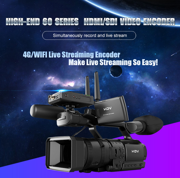 SDI Input 1080P Wireless Live Streaming Encoder For Outdoor Live Streaming Audio 3.5mm Audio